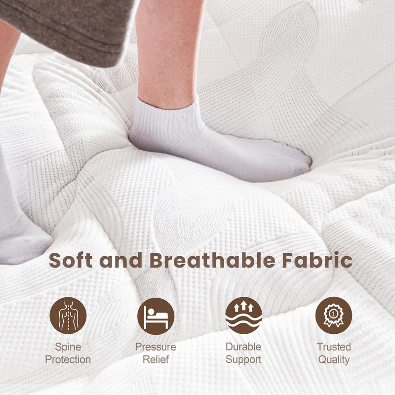 Bezzze 12″ Queen Hybrid Mattress in a Box – Gel Memory Foam & Pocketed Coils for Pressure Relief