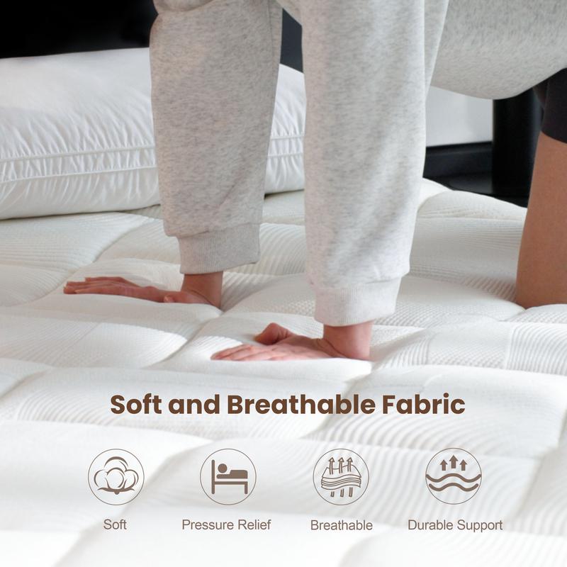 Bezzze 12″ Queen Hybrid Mattress in a Box – Gel Memory Foam & Pocketed Coils for Pressure Relief