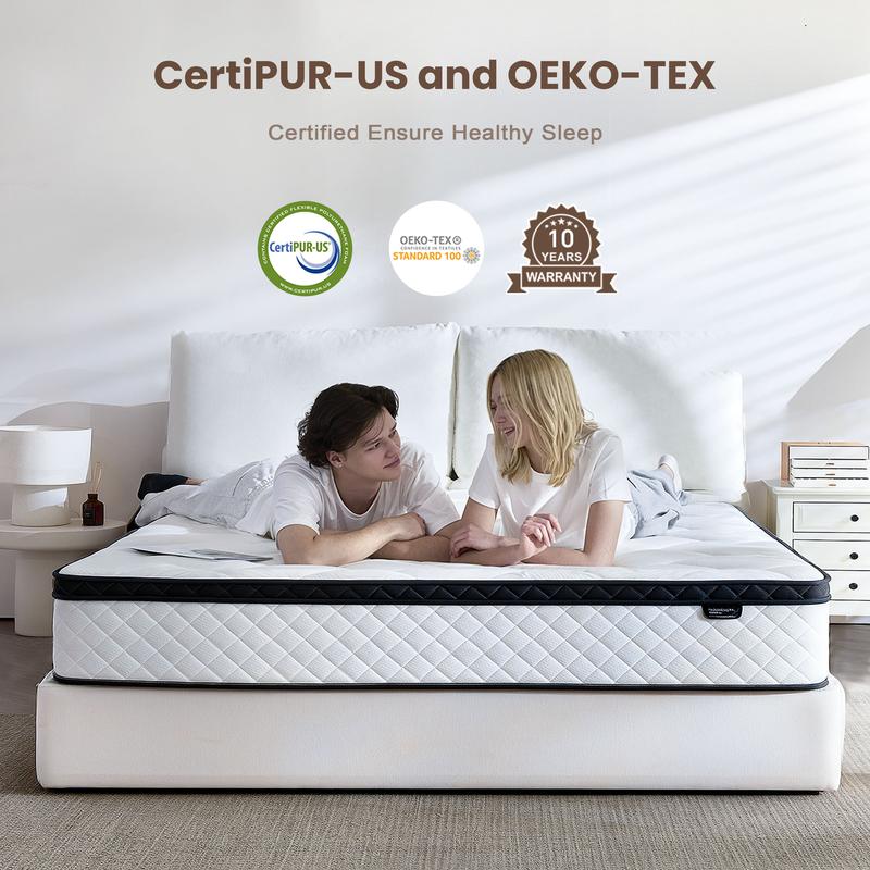 Bezzze 12″ Queen Hybrid Mattress in a Box – Gel Memory Foam & Pocketed Coils for Pressure Relief