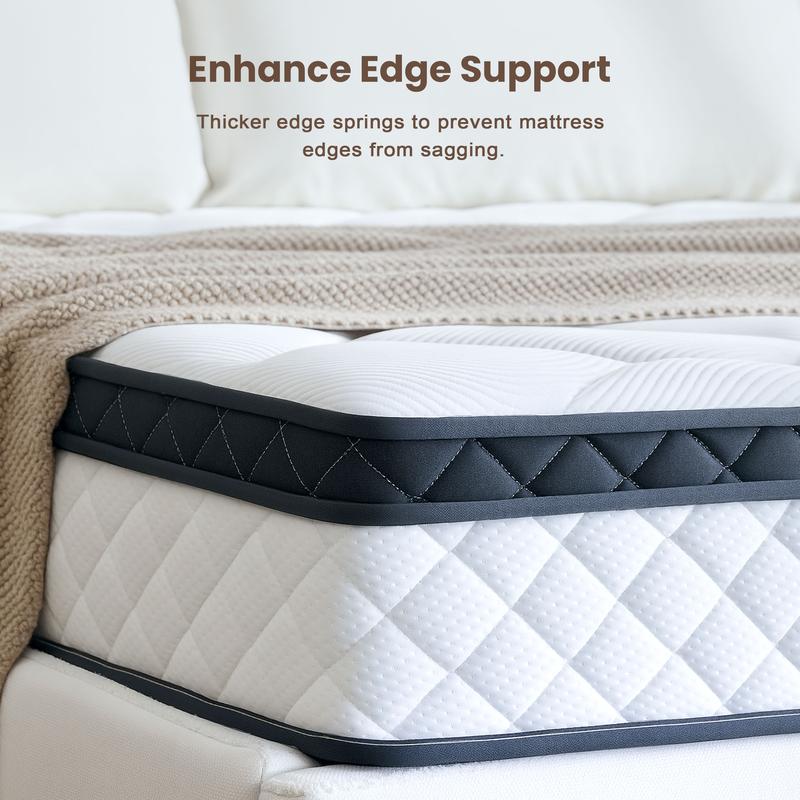 Bezzze 12″ Queen Hybrid Mattress in a Box – Gel Memory Foam & Pocketed Coils for Pressure Relief