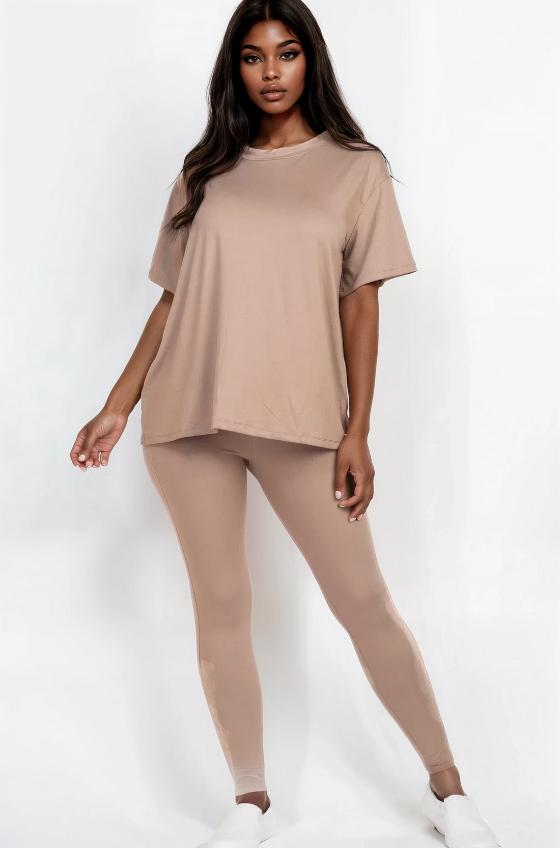 Timeus Studio Women's Black Oversized Tee and Leggings Set