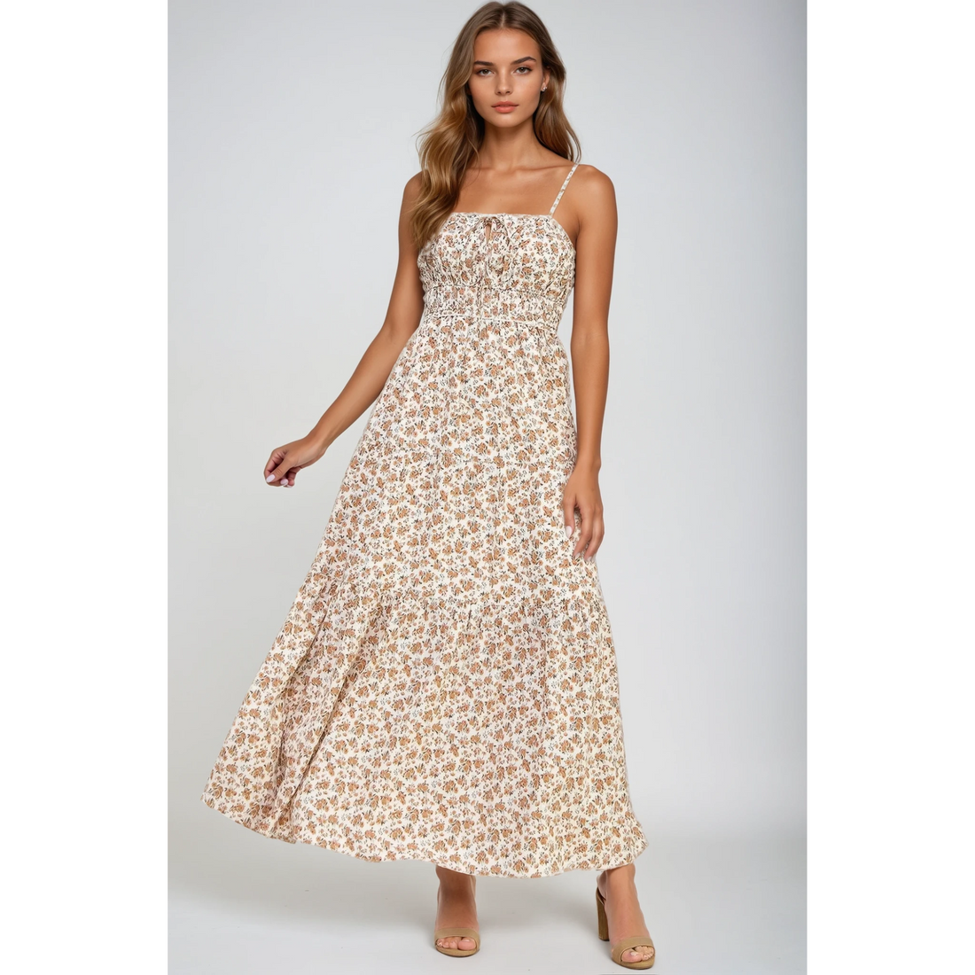 Timeus Studio Women's Floral Smocked Tiered Maxi Dress