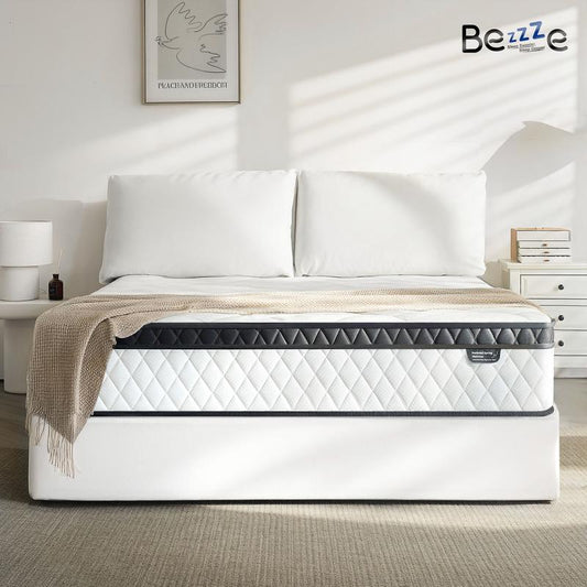 Bezzze 12″ Queen Hybrid Mattress in a Box – Gel Memory Foam & Pocketed Coils for Pressure Relief